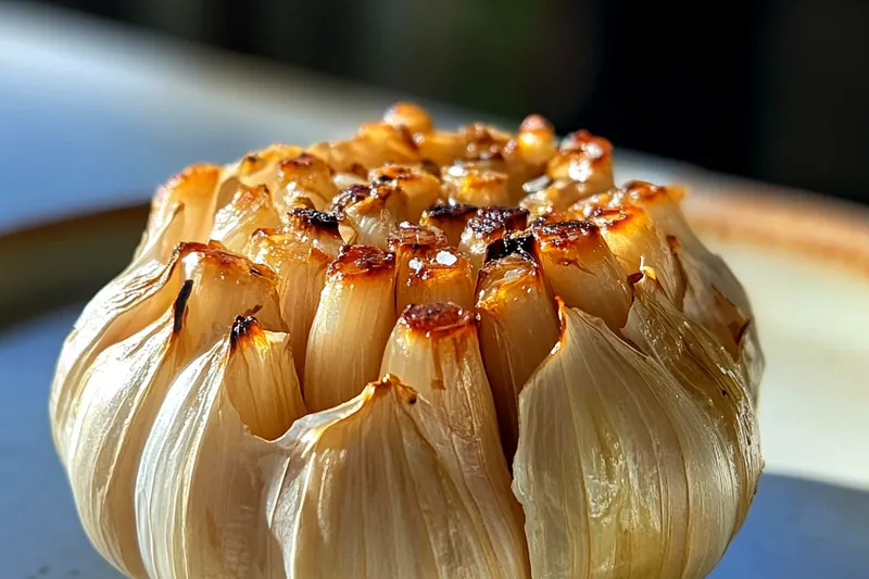 A setup of fresh garlic bulbs, olive oil, and seasoning ready for roasting.
