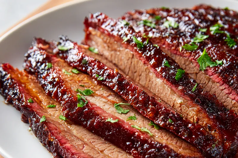 Raw packer brisket with traditional Texas rub ingredients including coarse salt, black pepper, and spices arranged on butcher paper