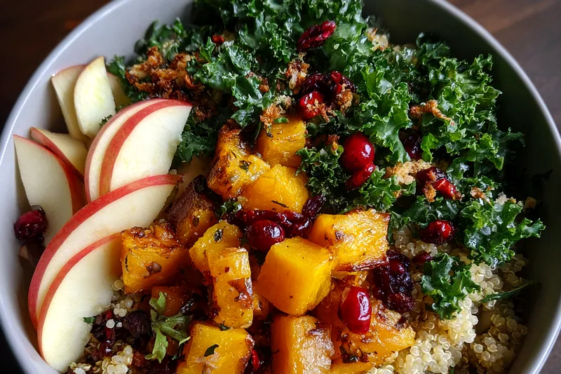 Chef Mitchell stirring the ingredients in the skillet while preparing the Hearty Autumn Quinoa Bowl.