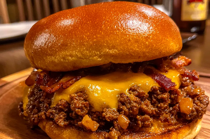 Cooking process for Bacon Cheddar Beef Sandwich