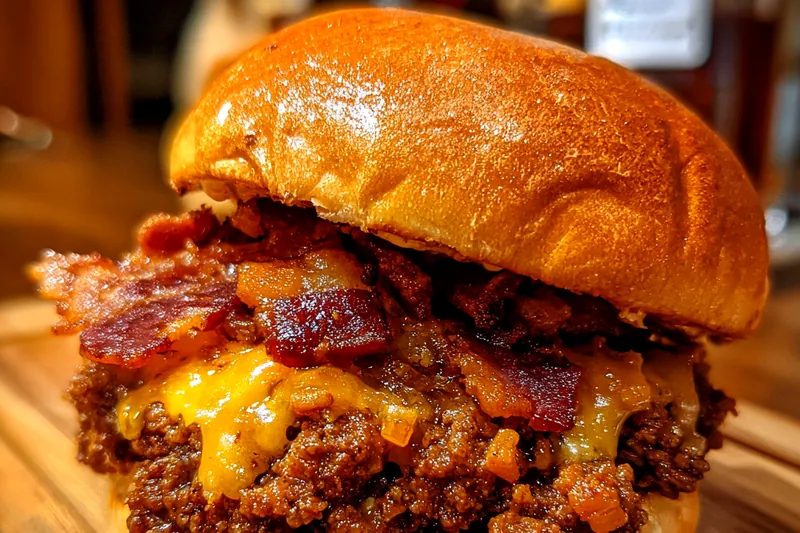 Fresh ingredients for Bacon Cheddar Beef Sandwich