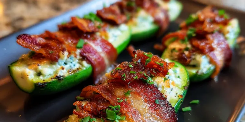 Crispy Bacon Cheese Cucumber Boats - Low-Carb Appetizer