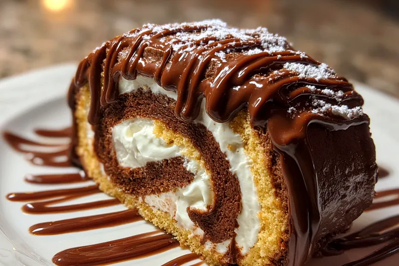 Baileys Yule Log being frosted with cream