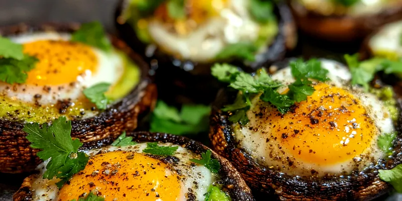 Baked Egg Avocado Mushrooms
