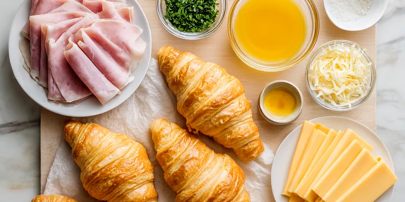 Baked Ham and Cheese Croissants