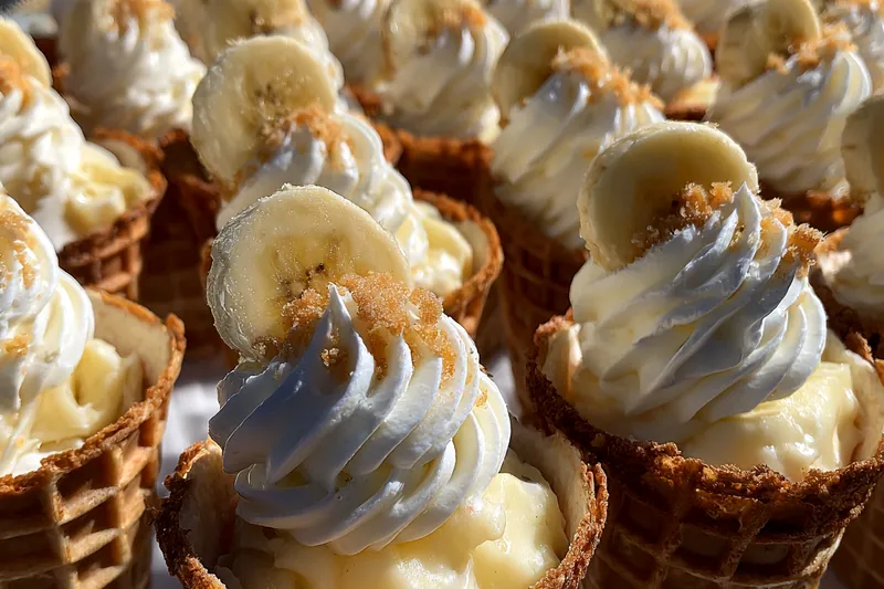 Cooking process for Banana Cream Waffle Cones
