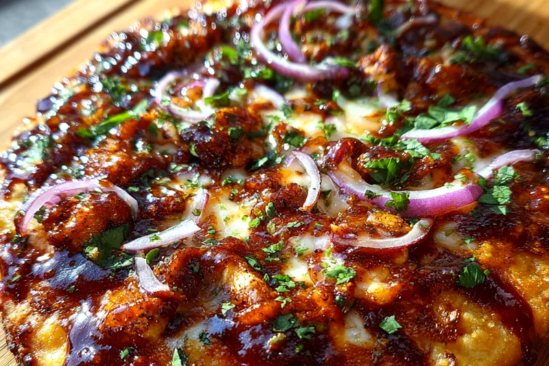 Cooking process for BBQ Chicken Pizza Delight