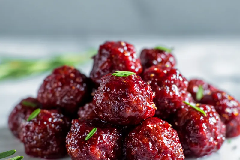 Fresh ingredients for cranberry meatballs ready to prepare