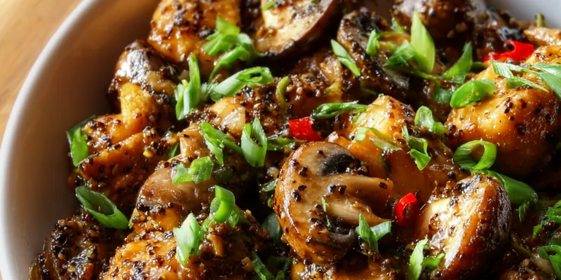 Black Pepper Garlic Mushrooms