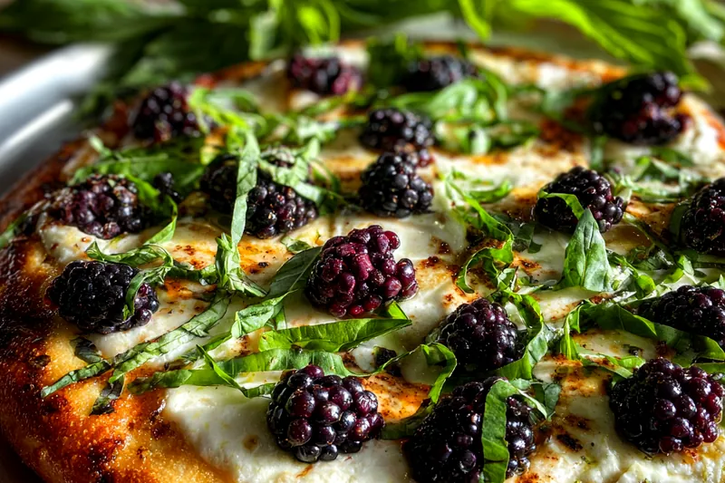 Fresh ingredients for Blackberry Basil Pizza Delight