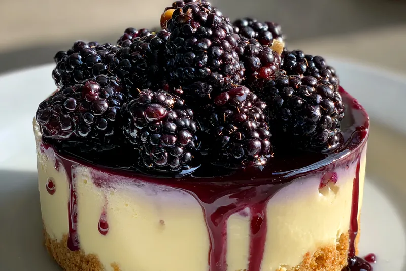The baking process of Decadent Blackberry Cheesecake Delight in the oven.