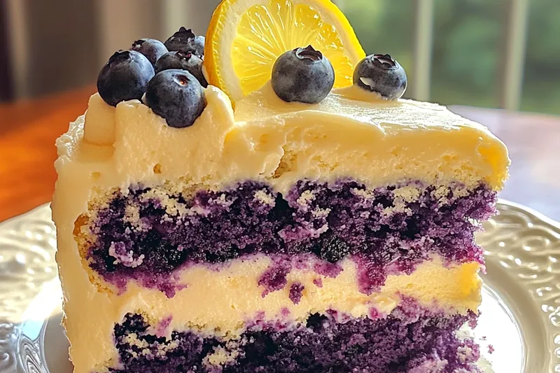 Two golden blueberry cake layers cooling on wire racks, showing even distribution of berries and perfect dome-free tops