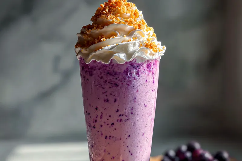 Fresh ingredients for Blueberry Cheesecake Milkshake