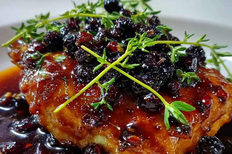 Cooking process for Blueberry Thyme Glazed Chicken