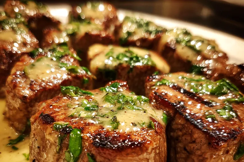 Cooking process for Bourbon Garlic Cream Steak