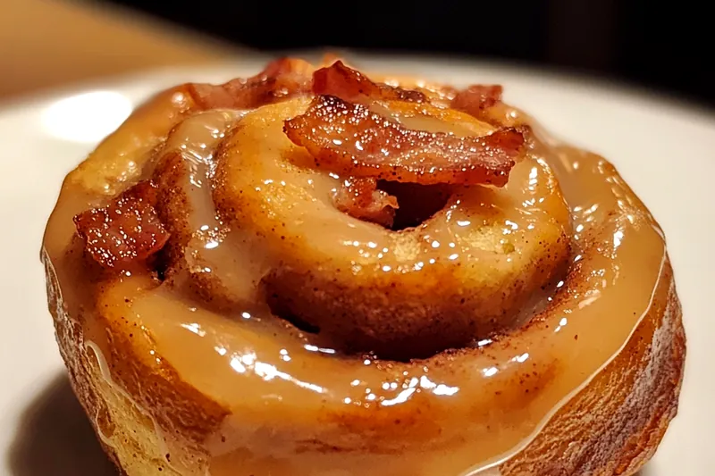 A close-up of Decadent Bourbon Bacon Rolls being baked to a golden perfection in the oven.