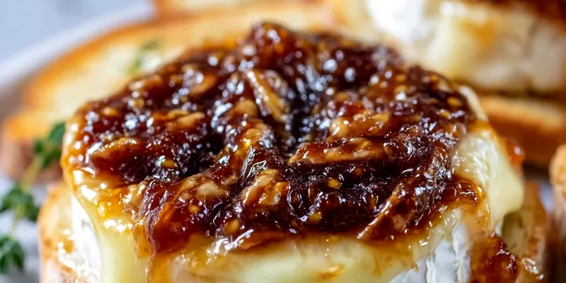 Brie with Fig Jam on Crispy Baguette Slices