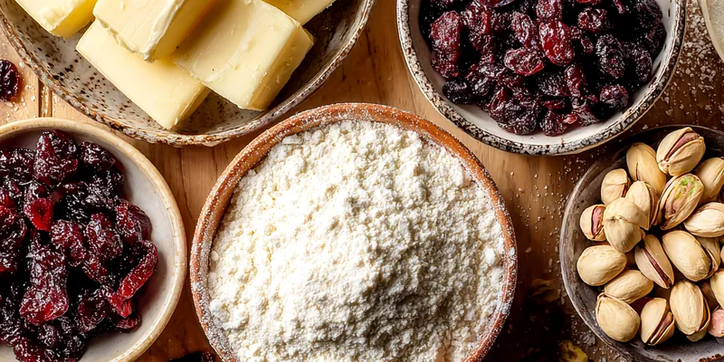 Buttery Cranberry Pistachio Shortbread Cookies