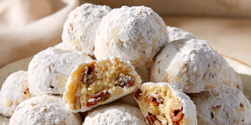 Buttery Pecan Snowball Cookies