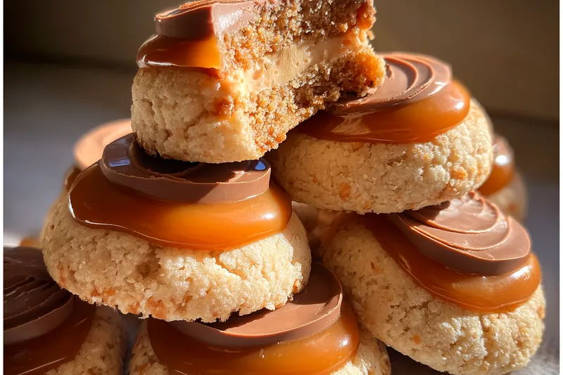 Fresh ingredients for Caramel Chocolate Shortbread Cookies