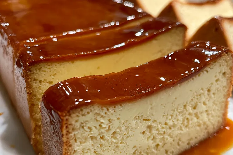 Cooking process for Caramel Glazed Cheesecake Loaf