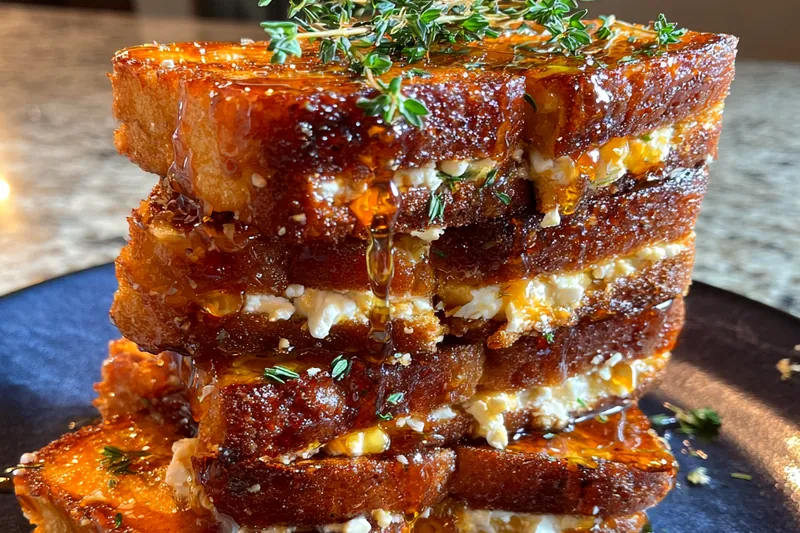 The process of caramelizing brioche bread in a skillet, showcasing that delicious golden-browned color.