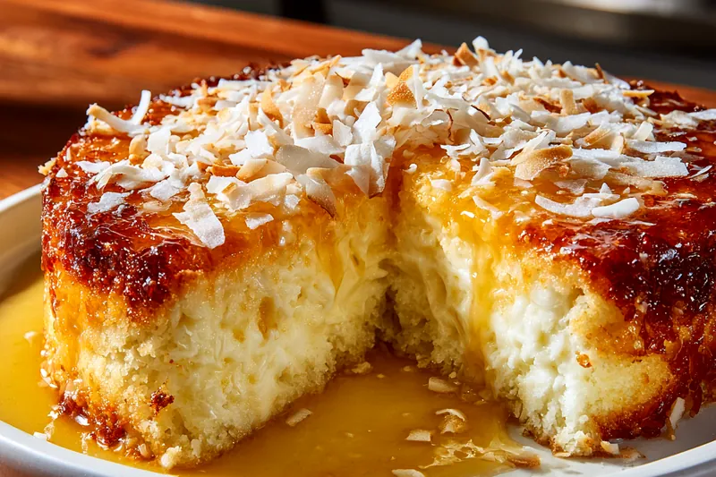 Baking ingredients for chocolate cake including flour, cocoa powder, eggs, buttermilk, and coffee arranged on a marble counter
