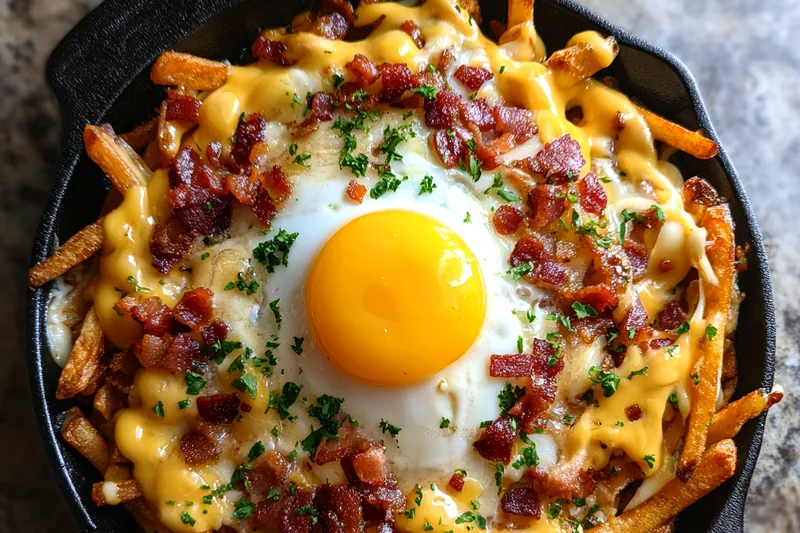 Fresh ingredients for Cheesy Bacon Breakfast Fries