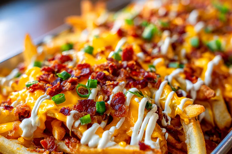 Cooking process for Cheesy Bacon Loaded Fries