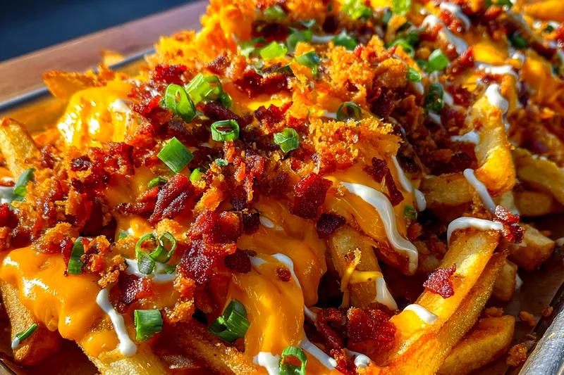 Fresh ingredients for Cheesy Bacon Loaded Fries