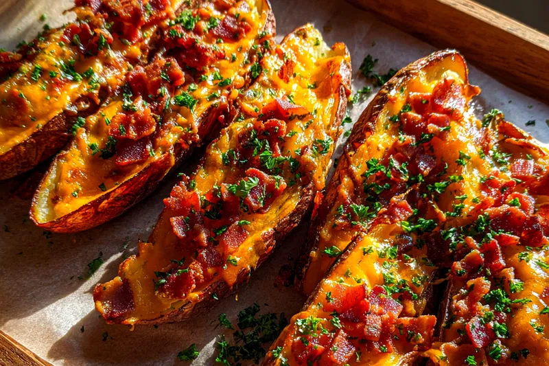 Cooking process for Cheesy Bacon Potato Wedges