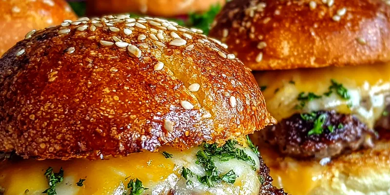 Cheesy Beef Burgers with Sesame Seed