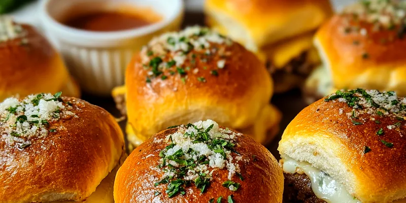 Cheesy Beef Stuffed Slider Buns with Garlic