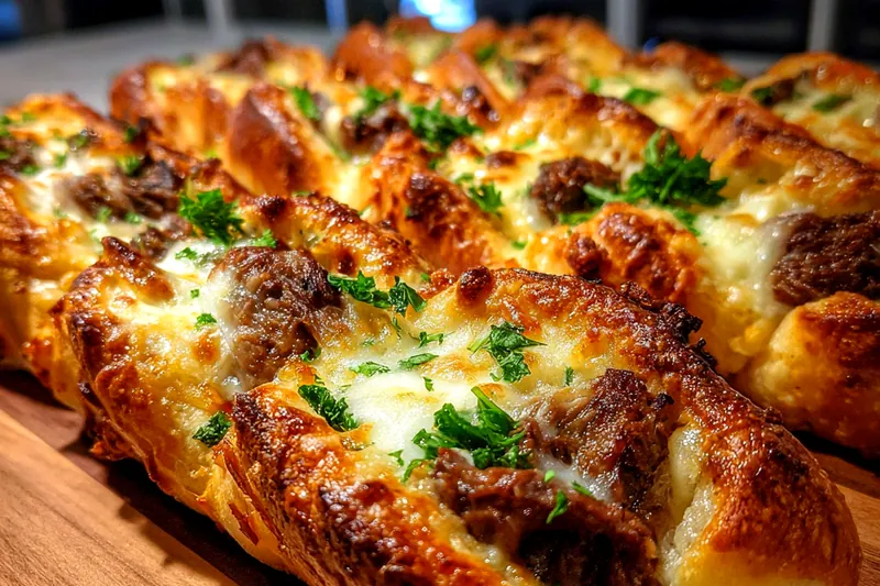 Cooking process for Cheesy Beef Stuffed Rolls