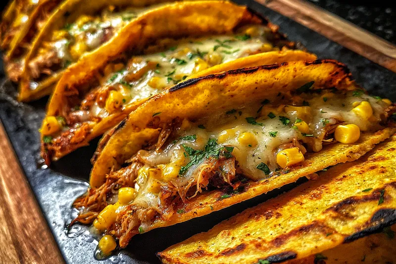 Cooking process for Cheesy Chicken Corn Tacos