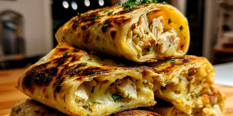 Cheesy Chicken Garlic Wraps