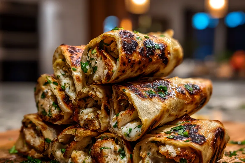 Fresh ingredients for Cheesy Chicken Garlic Wraps