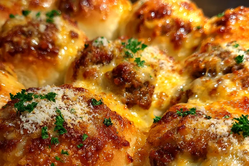 Cooking process for Cheesy Garlic Beef Bombs