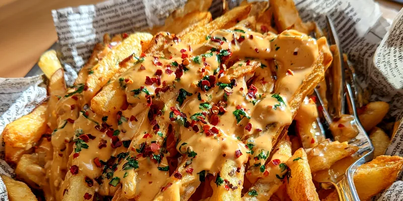 Cheesy Loaded Fries with Sauce