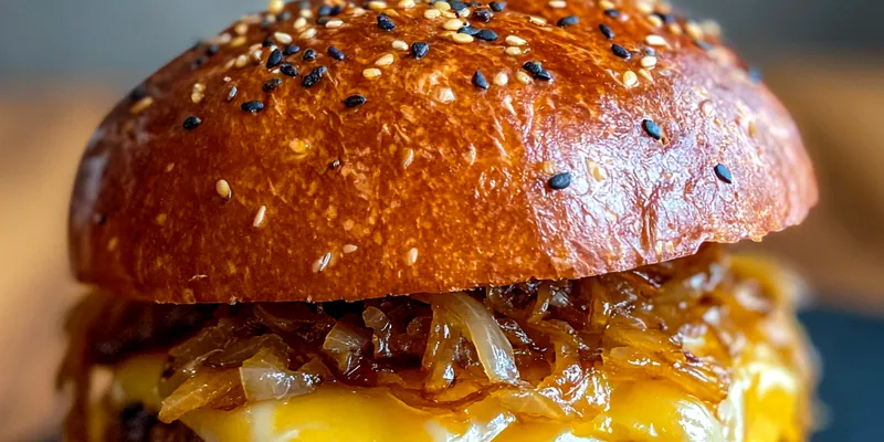 Cheesy Onion Beef Burger