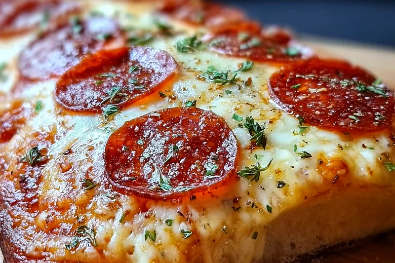 Ingredients for cheesy pepperoni stromboli including pizza dough, mozzarella cheese, pepperoni slices, ricotta, and seasonings arranged on a marble counter