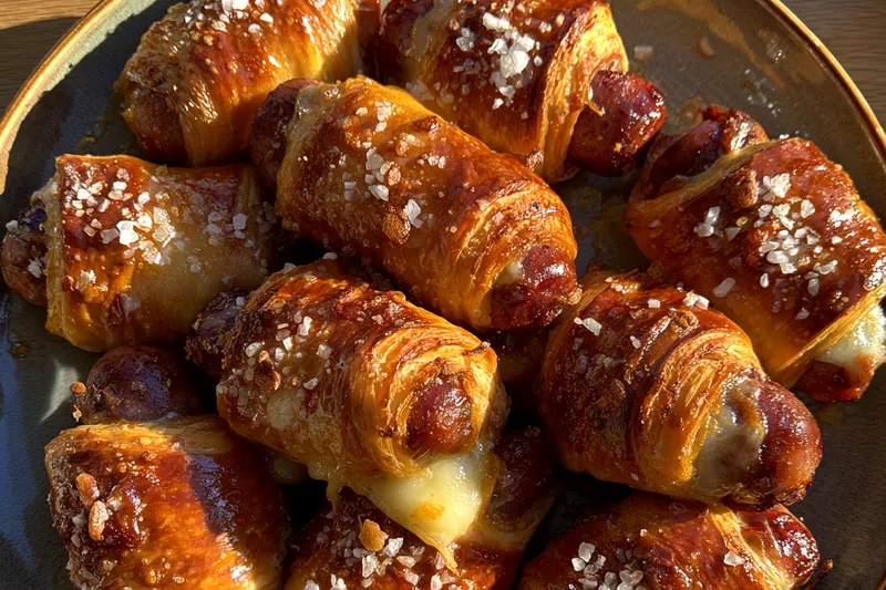 Fresh ingredients for Cheesy Pretzel Sausage Wraps