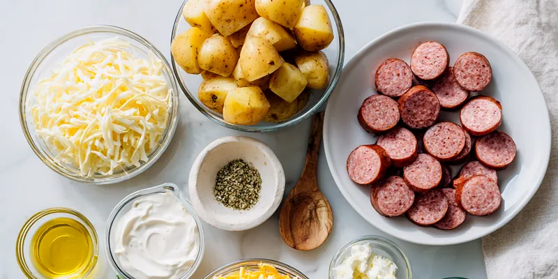 Cheesy Ranch Potatoes Done with Smoked Sausage