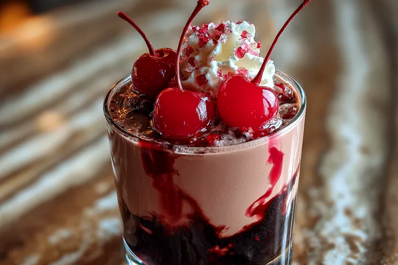 Mixologist shaking the Cherry Rose Mudslide cocktail in a silver shaker with ice, showing proper cocktail preparation technique