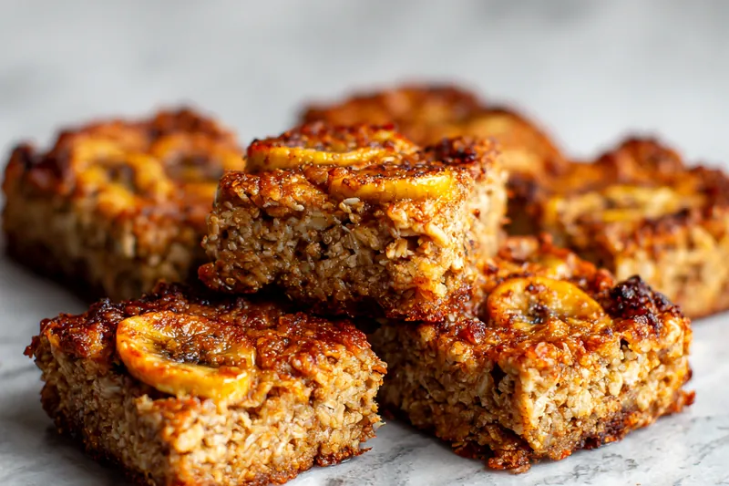 Ingredients for banana oat bars arranged on a kitchen counter