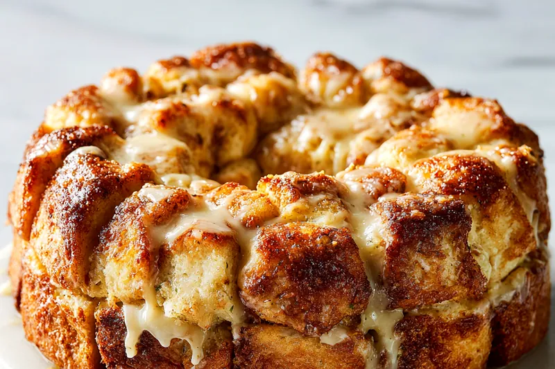 The process of mixing chicken with Alfredo sauce and biscuit dough.