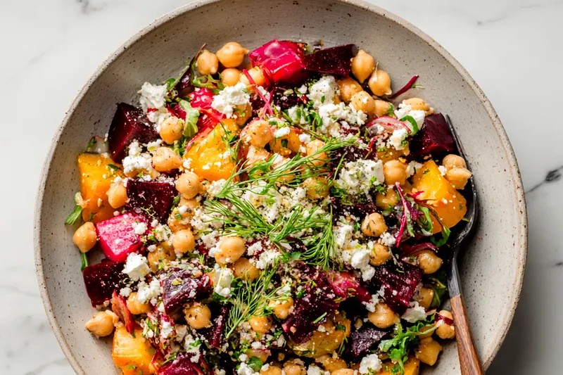 Process of mixing ingredients for the salad