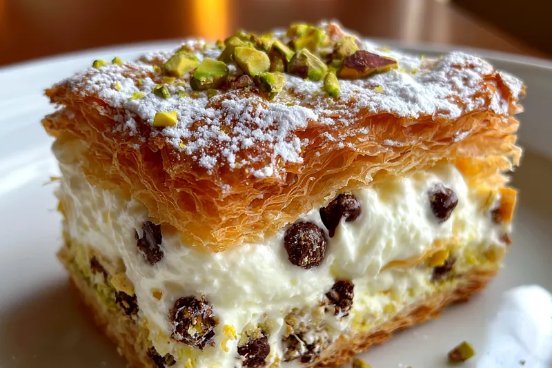 Cooking process for Chocolate Chip Cannoli Squares