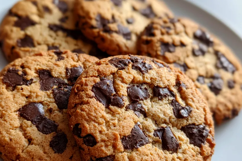 Baking chocolate chip cookies in the oven