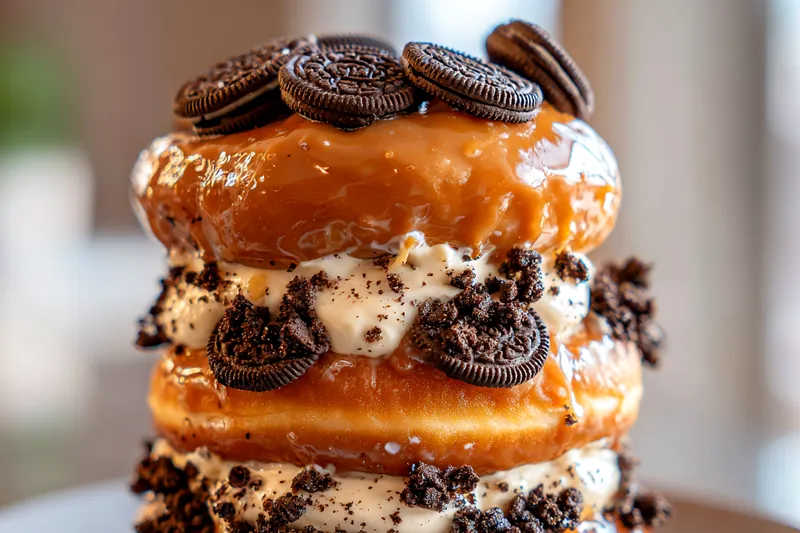 Cooking process for Chocolate Cookie Cream Donuts